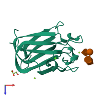 PDB entry 4gwi coloured by chain, top view.