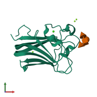 PDB entry 4gwj coloured by chain, front view.