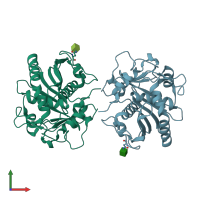 PDB entry 4gwl coloured by chain, front view.