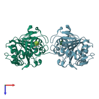 PDB entry 4gwl coloured by chain, top view.