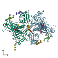 PDB entry 4gwm coloured by chain, front view.