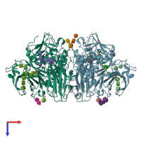 PDB entry 4gwm coloured by chain, top view.