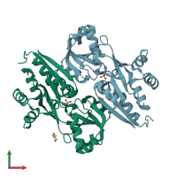 PDB entry 4gwo coloured by chain, front view.