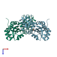 PDB entry 4gwo coloured by chain, top view.