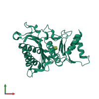PDB entry 4gwu coloured by chain, front view.