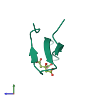 PDB entry 4gwv coloured by chain, side view.