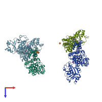 PDB entry 4gx0 coloured by chain, top view.