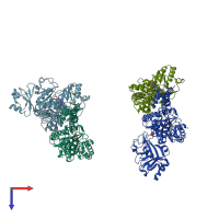 PDB entry 4gx2 coloured by chain, top view.