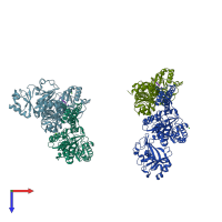 PDB entry 4gx5 coloured by chain, top view.
