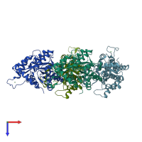 PDB entry 4gx8 coloured by chain, top view.