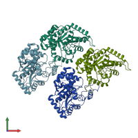 PDB entry 4gx9 coloured by chain, front view.