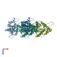 PDB entry 4gx9 coloured by chain, top view.