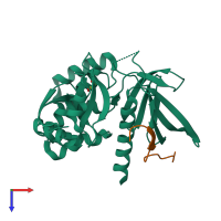 PDB entry 4gxb coloured by chain, top view.