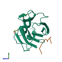 PDB entry 4gxl coloured by chain, side view.