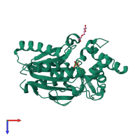 PDB entry 4gxn coloured by chain, top view.