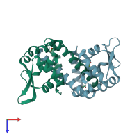 PDB entry 4gxo coloured by chain, top view.