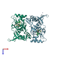 PDB entry 4gxs coloured by chain, top view.