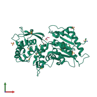 PDB entry 4gxt coloured by chain, front view.