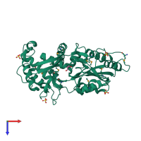 PDB entry 4gxt coloured by chain, top view.