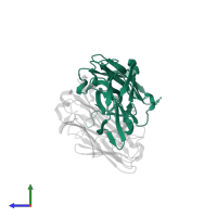 Antibody 1F1, heavy chain in PDB entry 4gxv, assembly 1, side view.