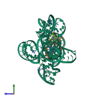 PDB entry 4gxy coloured by chain, side view.