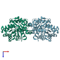 PDB entry 4gy0 coloured by chain, top view.