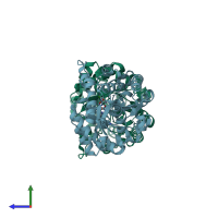 PDB entry 4gy1 coloured by chain, side view.
