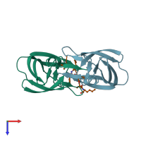 PDB entry 4gye coloured by chain, top view.