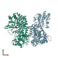 PDB entry 4gyk coloured by chain, front view.