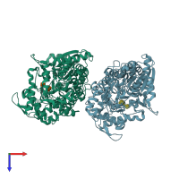 PDB entry 4gyk coloured by chain, top view.