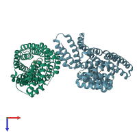 PDB entry 4gyo coloured by chain, top view.