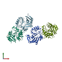 PDB entry 4gyq coloured by chain, front view.