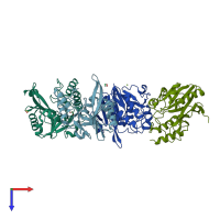 PDB entry 4gyq coloured by chain, top view.