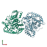 PDB entry 4gyr coloured by chain, front view.