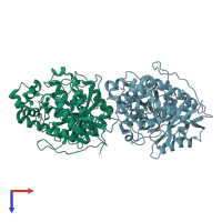 PDB entry 4gyr coloured by chain, top view.