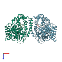 PDB entry 4gys coloured by chain, top view.