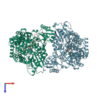 PDB entry 4gyw coloured by chain, top view.