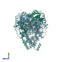 PDB entry 4gyy coloured by chain, side view.