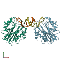 PDB entry 4gz2 coloured by chain, front view.