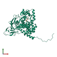 PDB entry 4gz7 coloured by chain, front view.