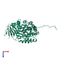 PDB entry 4gz7 coloured by chain, top view.