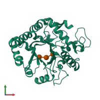 PDB entry 4gzi coloured by chain, front view.