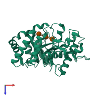 PDB entry 4gzi coloured by chain, top view.