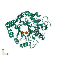 PDB entry 4gzj coloured by chain, front view.