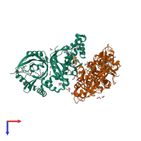 PDB entry 4h03 coloured by chain, top view.