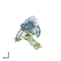 PDB entry 4h09 coloured by chain, side view.