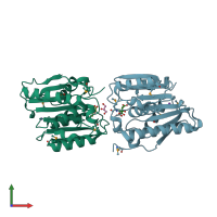 PDB entry 4h0c coloured by chain, front view.