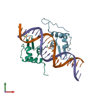 PDB entry 4h0e coloured by chain, front view.