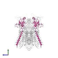 Cytochrome b6-f complex iron-sulfur subunit in PDB entry 4h0l, assembly 1, side view.