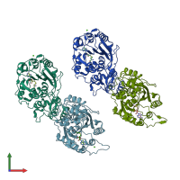PDB entry 4h0n coloured by chain, front view.